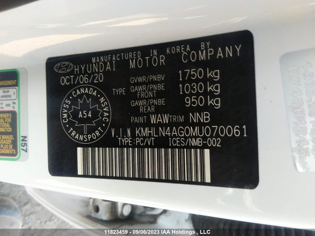 KMHLN4AG0MU070061 Hyundai Elantra Ultimate