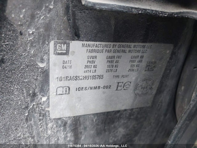 1G1RA6S52HU105765 Chevrolet Volt