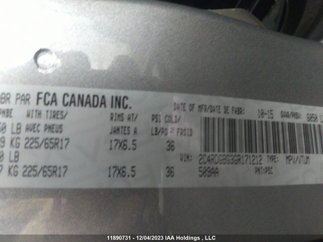 2C4RDGBG3GR171212 Dodge 2016