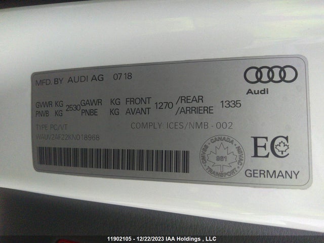 WAUV2AF22KN018968 Audi A7 Sportback