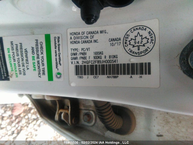 Продажа на аукционе авто 2018 Honda Civic Sedan, vin: 2HGFC2F89JH000541, номер лота: 11905530