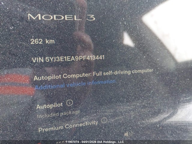 11907074 :رقم المزاد ، 5YJ3E1EA9PF413441 vin ، 2023 Tesla Model 3 مزاد بيع