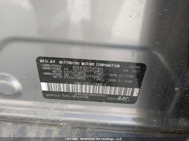 JA4AJUAU7NU600423 Mitsubishi mivec
