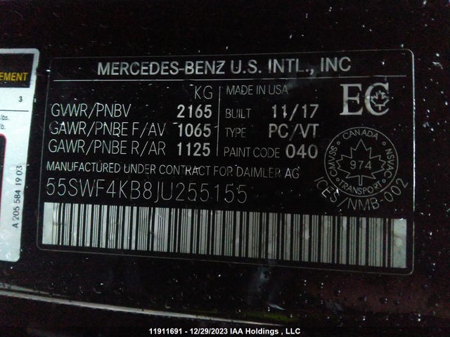 55SWF4KB8JU255155 Mercedes-Benz m274