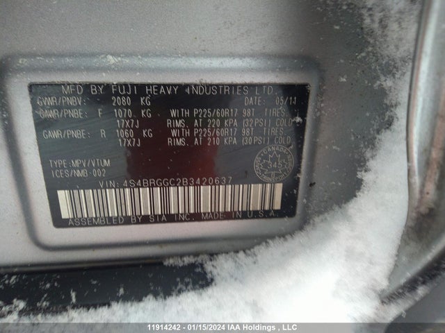 Aukcja sprzedaży 2011 Subaru Outback 2.5i Premium, vin: 4S4BRGGC2B3420637, numer aukcji: 11914242