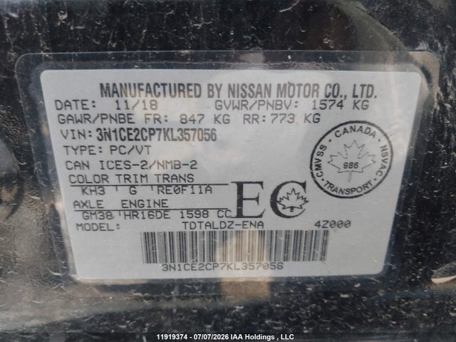 Nissan Versa Note S/sr/sv 2019 3N1CE2CP7KL357056 Image 22