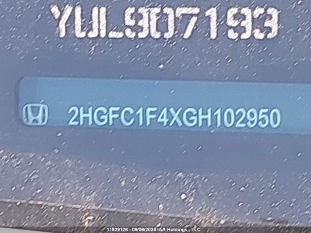 2HGFC1F4XGH102950 Honda l15b7