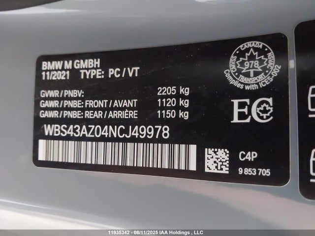 BMW M4 2022 WBS43AZ04NCJ49978 Image 9