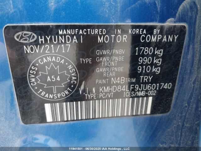 KMHD84LF9JU601740 Hyundai mpi nu