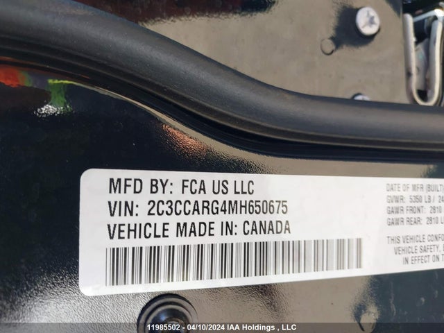 2C3CCARG4MH650675 Chrysler 2021