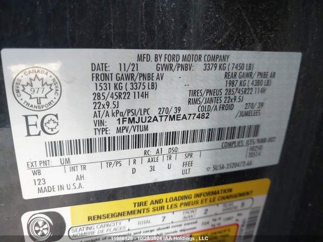 1FMJU2AT7MEA77482 Ford 3.5l gtdi