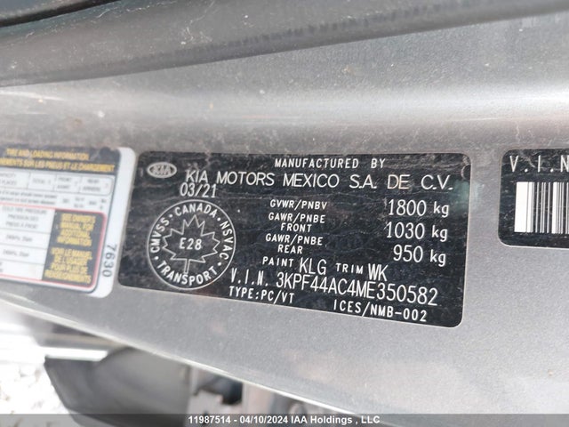 Auction sale of the 2021 Kia Forte, vin: 3KPF44AC4ME350582, lot number: 11987514