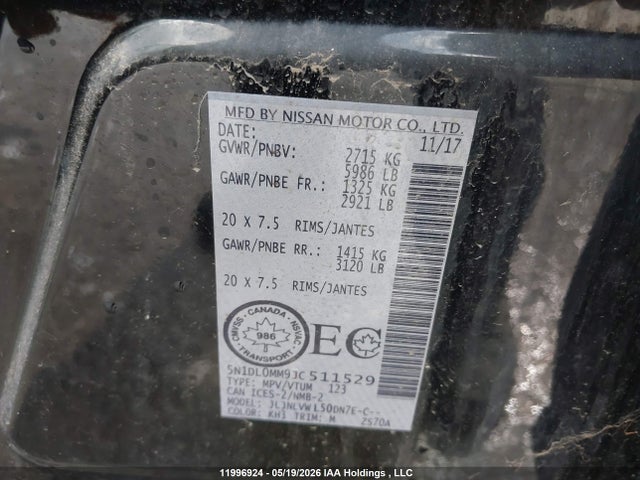 5N1DL0MM9JC511529 Infiniti QX60