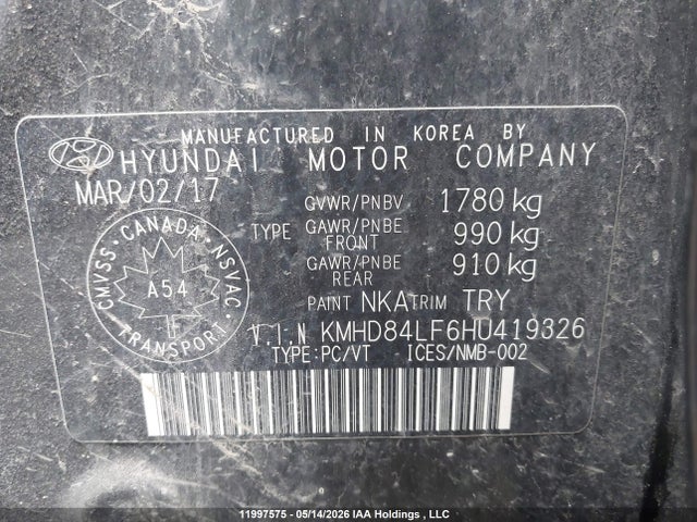 Продаж на аукціоні авто 2017 Hyundai Elantra Gl, vin: KMHD84LF6HU419326, номер лоту: 11997575