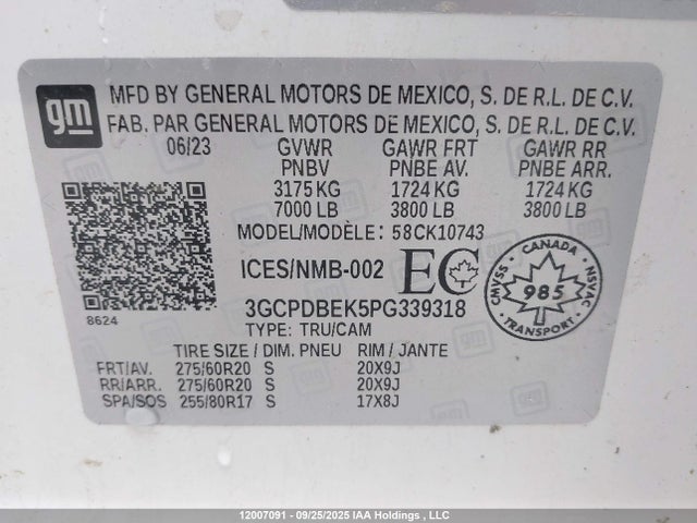 Chevrolet l3b 2023 3GCPDBEK5PG339318 Image 9