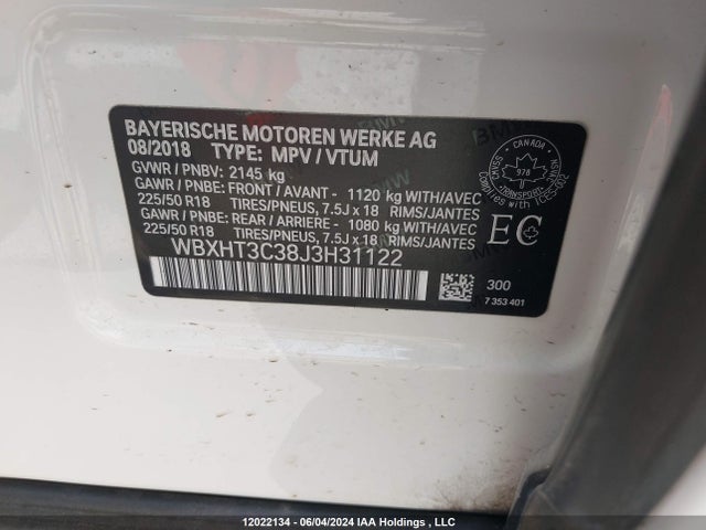 WBXHT3C38J3H31122 BMW 2018
