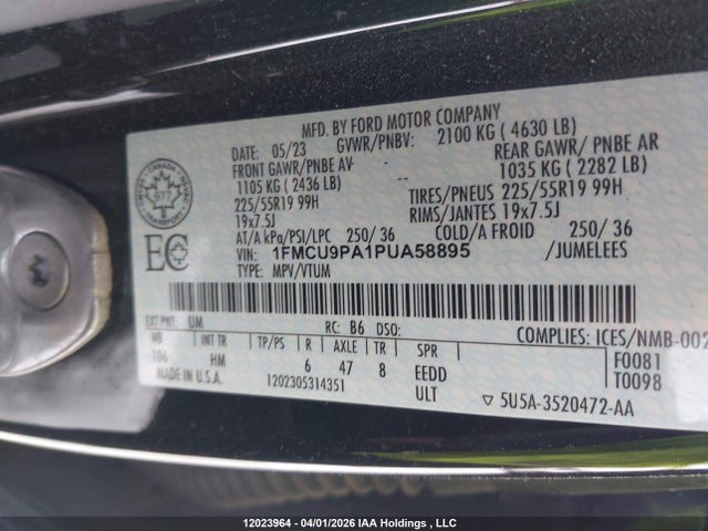 1FMCU9PA1PUA58895 Ford Escape St-line Elite