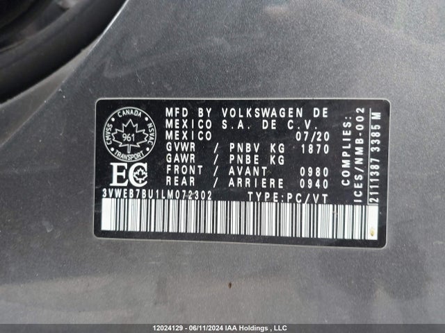 3VWEB7BU1LM072302 Volkswagen 1.4 tsi