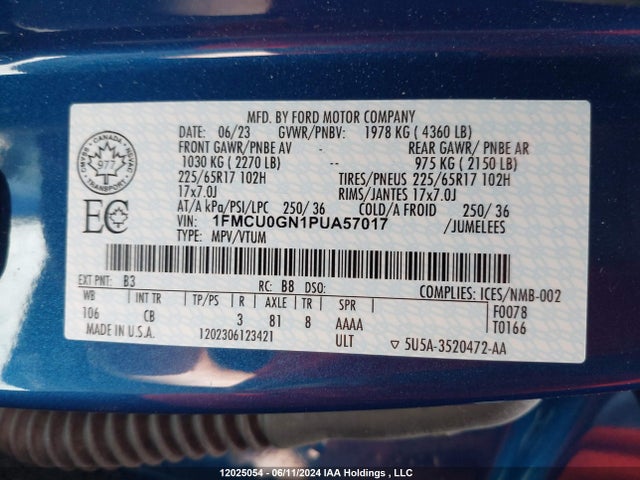 1FMCU0GN1PUA57017 Ford dragon gtdi