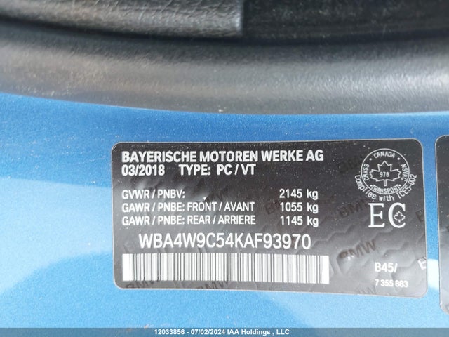 WBA4W9C54KAF93970 BMW 440I