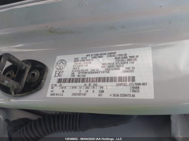 1FTFW1E8XNKF19758 Ford F-150 Xlt