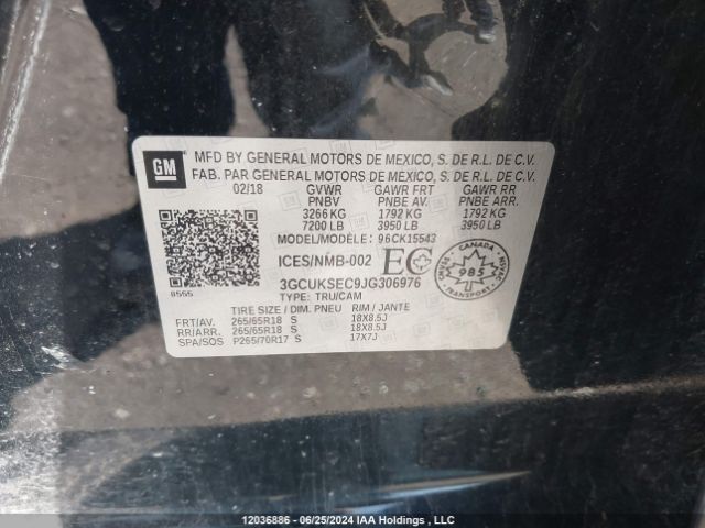3GCUKSEC9JG306976 Chevrolet l83 - sidi: spark ignited direct injection, vvt: variable valve timing, afm, e85 max, alum