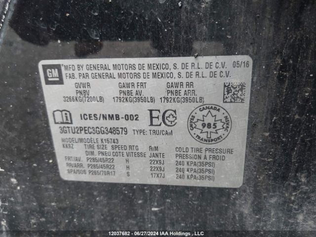 3GTU2PEC3GG348579 GMC l83 - sidi, vvt, afm, e85 max, aluminum