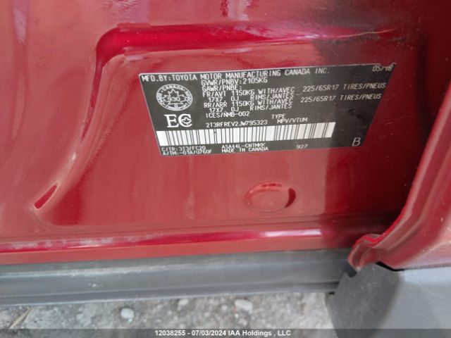 2T3RFREV2JW795323 Toyota 2ar-fe