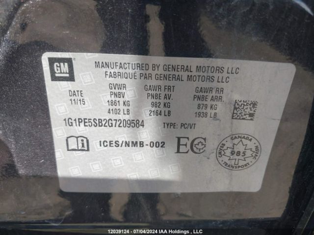 1G1PE5SB2G7209584 Chevrolet luv - vvt, alum, e85 max