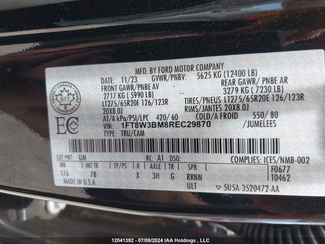 Ford 2024 2024 1FT8W3BM8REC29870 Image 9