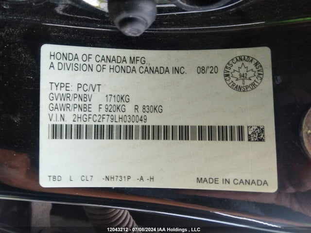 2HGFC2F79LH030049 Honda k20c2