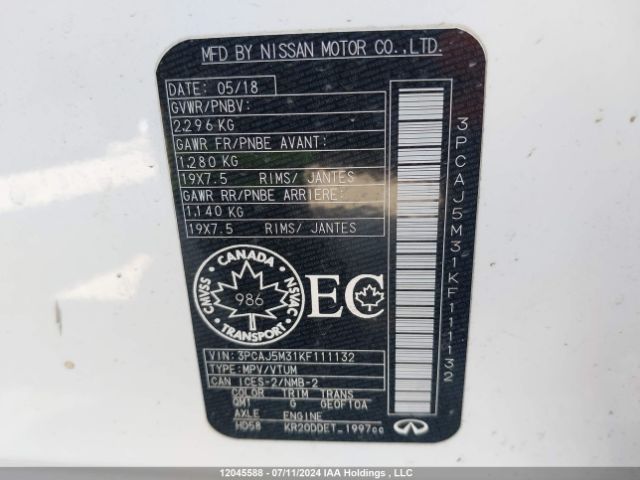 3PCAJ5M31KF111132 Infiniti QX50
