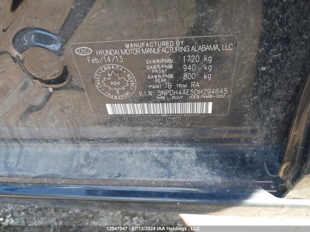 Продаж на аукціоні авто 2013 Hyundai Elantra Gls/limited, vin: 5NPDH4AE5DH294645, номер лоту: 12047047