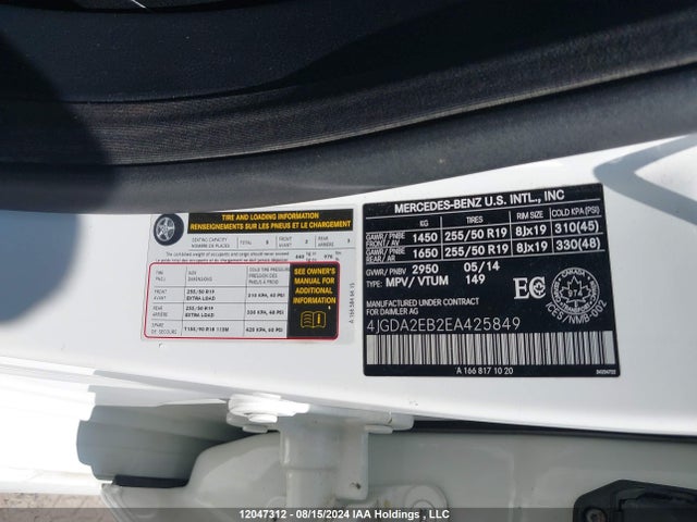 4JGDA2EB2EA425849 Mercedes-Benz 2014
