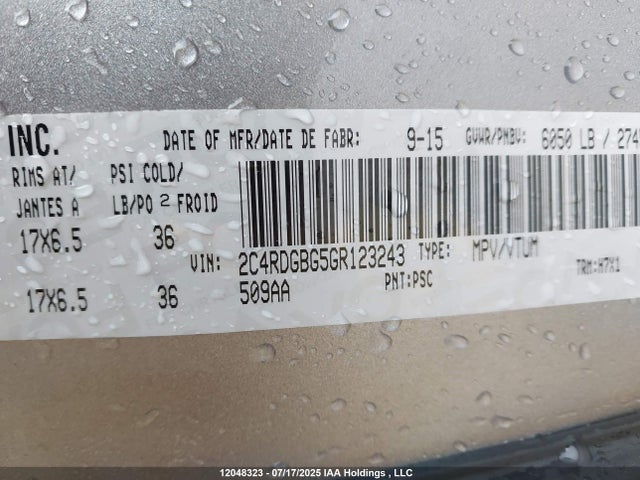 2C4RDGBG5GR123243 Dodge Grand Caravan