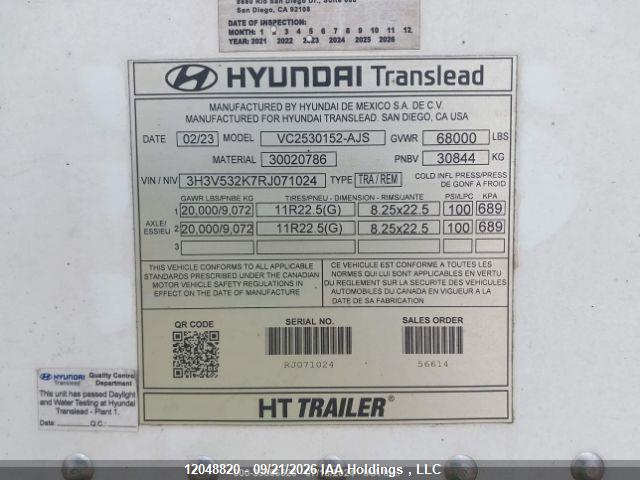 Aukcja sprzedaży 2024 Hyundai Translead Inc Hyundai Translead Inc Vt, vin: 3H3V532K7RJ071024, numer aukcji: 12048820