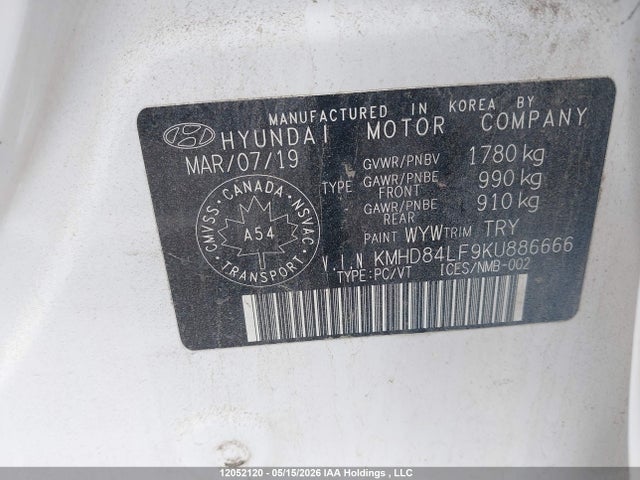 Продаж на аукціоні авто 2019 Hyundai Elantra Preferred, vin: KMHD84LF9KU886666, номер лоту: 12052120