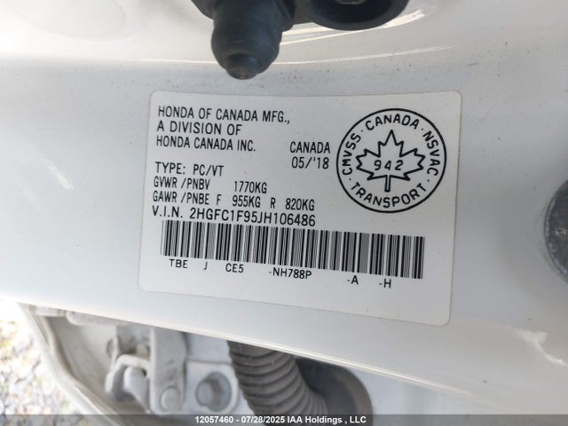 2HGFC1F95JH106486 Honda l15b7