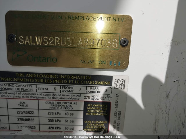 Продаж на аукціоні авто 2020 Land Rover Range Rover Sport Hst, vin: SALWS2RU3LA897036, номер лоту: 12058614