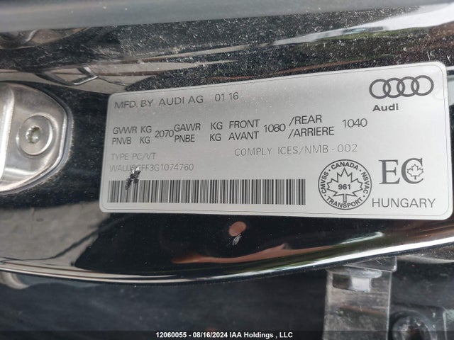WAUJ8GFF3G1074760 Audi 2016