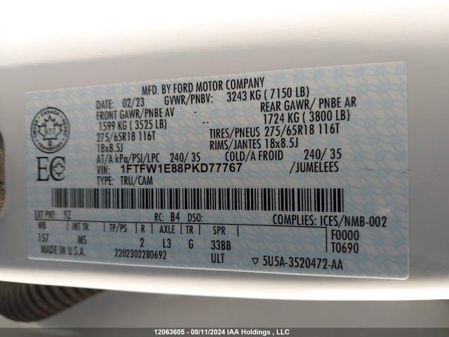 1FTFW1E88PKD77767 Ford gtdi
