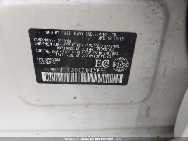 JF2SJHXC2GH479555 Subaru Forester 2.0xt Touring