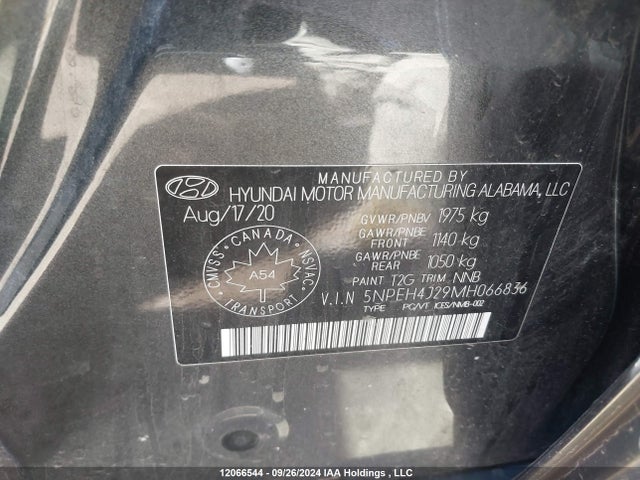 5NPEH4J29MH066836 Hyundai t-gdi gamma ii