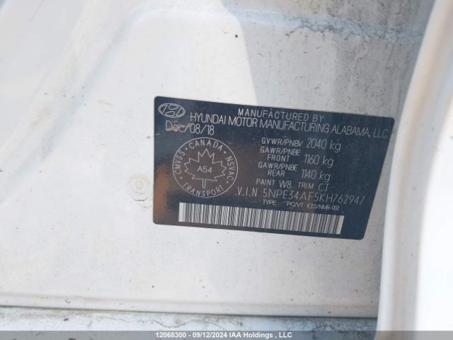 5NPE34AF5KH762947 Hyundai Sonata Limited/sel/sport