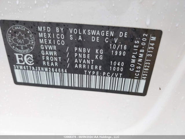 3VW4T7AJXHM264664 Volkswagen 2.0 tsi