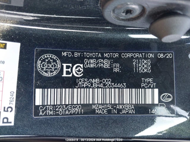 JTHP9JBH4L2034463 Lexus m20a-fxs, 3nm, 1mm