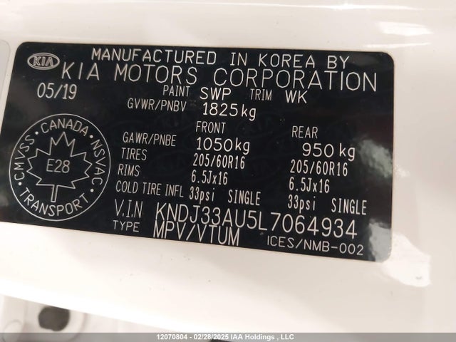 KNDJ33AU5L7064934 KIA mpi nu