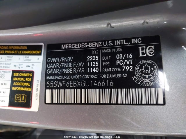 55SWF6EBXGU146616 Mercedes-Benz C-Class