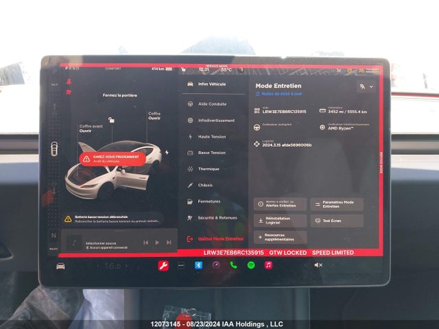 Продажа на аукционе авто 2024 Tesla Model 3, vin: LRW3E7EB6RC135915, номер лота: 12073145
