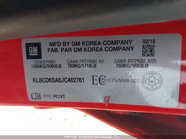 Chevrolet Spark 2018 KL8CD6SA6JC462761 Image 9
